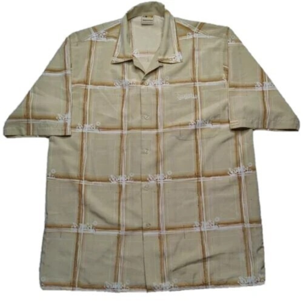 VTG‎ Y2K SOUTHPOLE Hip Hop AOP LOGO Short Sleeve Button Poly Shirt - Men Medium